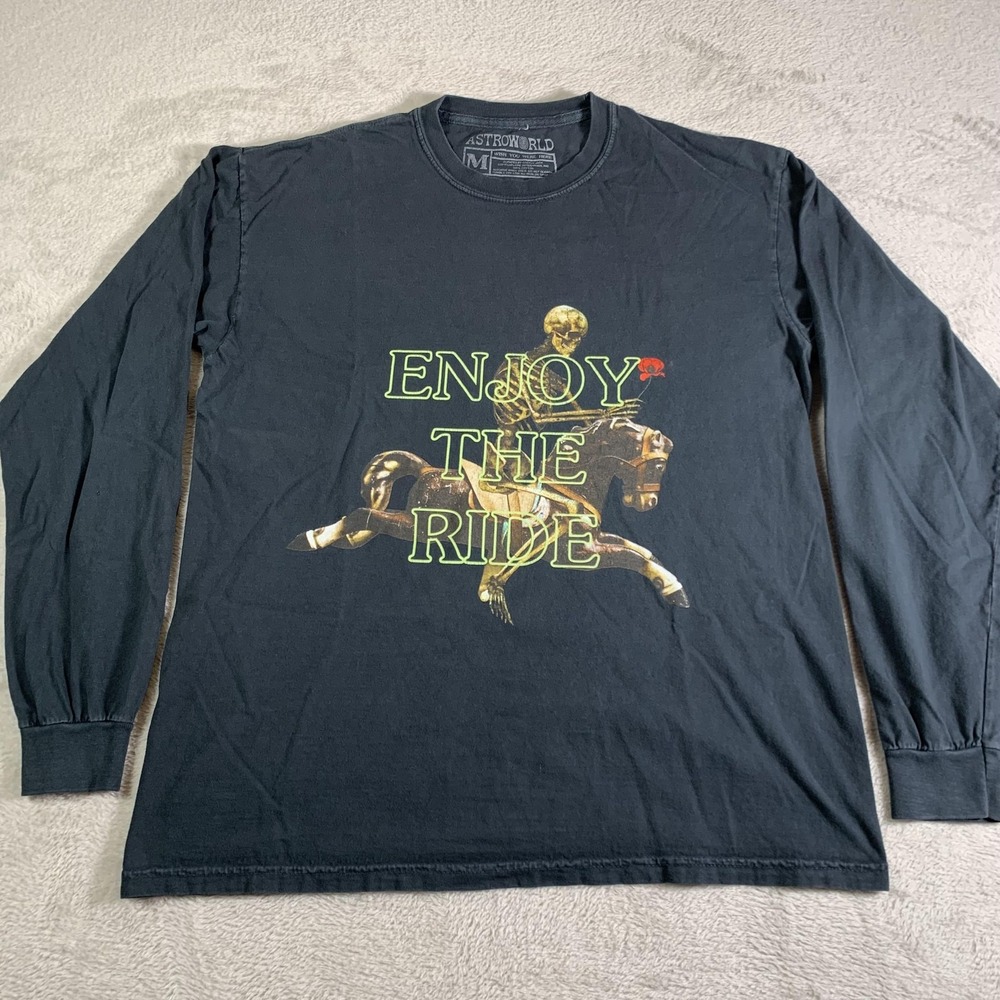 Astroworld Enjoy The Ride Shirt Mens‎ Medium Black Long Sleeve Travis Scott Tour
